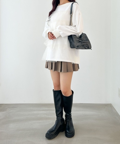Heather（ヘザー）の「WEB限定　チュールフリル裏毛プルオーバー　143363（スウェット・レディース・ネイビー/グレー/オフホワイト・FREE）」の17枚目の写真
