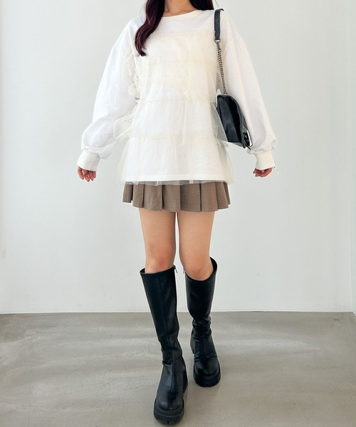 Heather（ヘザー）の「WEB限定　チュールフリル裏毛プルオーバー　143363（スウェット・レディース・ネイビー/グレー/オフホワイト・FREE）」の19枚目の写真