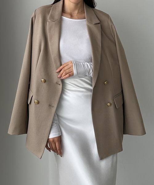 【セール】【無地/チェック】ゴールドボタンテーラードジャケット（テーラードジャケット）｜Louere（ルエレ）