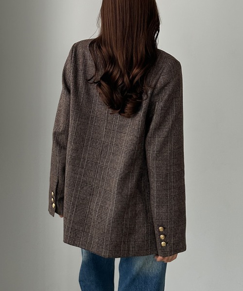 セール】【無地/チェック】ゴールドボタンテーラードジャケット