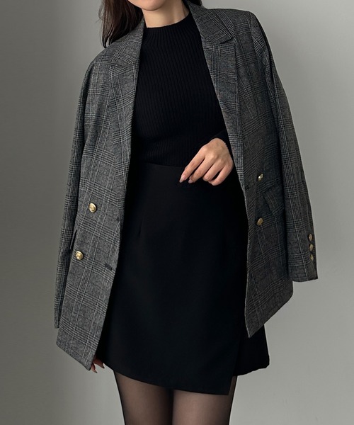 セール】【無地/チェック】ゴールドボタンテーラードジャケット