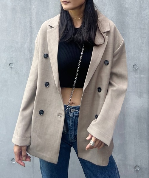 ダブルブレストテーラードジャケット（テーラードジャケット）｜y/m by Yukie（イムバイユキエ） 7,392円