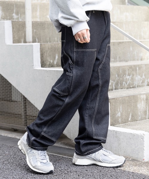 MAISON CLUB(メゾンクラブ)の「【MAISON CLUB】VINTAGE WASHED Recycled Denim DOUBLE KNEE WORK PANTS /ヴィンテージウォッシュリサイクルデニムパンツ ダブルニー(デニムパンツ・メンズ・グレー/ブラック/サックスブルー/ネイビー・L/M/XL)」の8枚目の写真