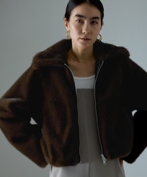 ミンクライクエコファークロップドジップブルゾン