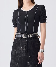 UNITED TOKYO | ギャザースリーブラインデザインプルオーバー/ シアートップス(Tシャツ/カットソー)