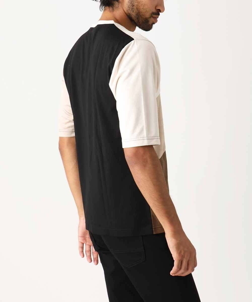 【洗える】五分袖カットソー/スエード切り替えシルキーポンチ（Tシャツ/カットソー）｜MK MICHEL KLEIN HOMME （エムケーミッシェルクランオム）