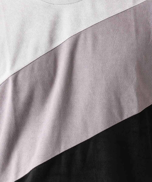 【洗える】五分袖カットソー/スエード切り替えシルキーポンチ（Tシャツ/カットソー）｜MK MICHEL KLEIN HOMME （エムケーミッシェルクランオム）