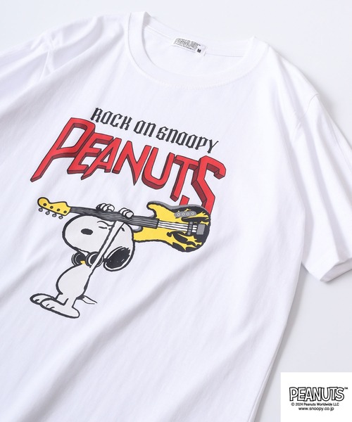 PEANUTS（ピーナッツ）の「PEANUTS 半袖ロックTシャツ（Tシャツ/カットソー・メンズ・ブラック系/ブラック/ホワイト系/ホワイト系1/ブラック系1/ホワイト・M/L/LL）」の3枚目の写真