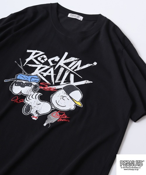 PEANUTS（ピーナッツ）の「PEANUTS 半袖ロックTシャツ（Tシャツ/カットソー・メンズ・ブラック系/ブラック/ホワイト系/ホワイト系1/ブラック系1/ホワイト・M/L/LL）」の4枚目の写真