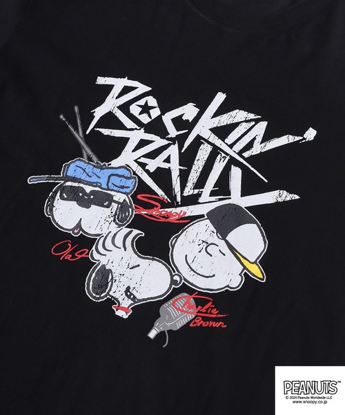 PEANUTS（ピーナッツ）の「PEANUTS 半袖ロックTシャツ（Tシャツ/カットソー・メンズ・ブラック系/ブラック/ホワイト系/ホワイト系1/ブラック系1/ホワイト・M/L/LL）」の18枚目の写真