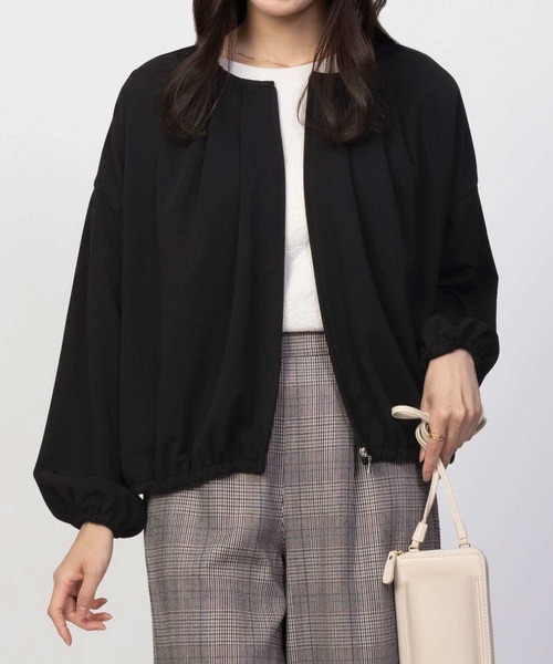 Howdy Marie（ハウディ―マリー）の「Howdy Marie 梨地ジップブルゾン（ブルゾン・レディース・ブラック/キャメル・フリー）」の2枚目の写真