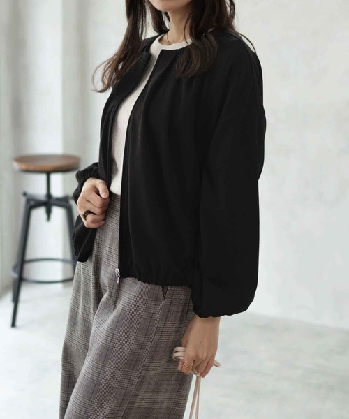 Howdy Marie（ハウディ―マリー）の「Howdy Marie 梨地ジップブルゾン（ブルゾン・レディース・ブラック/キャメル・フリー）」の3枚目の写真