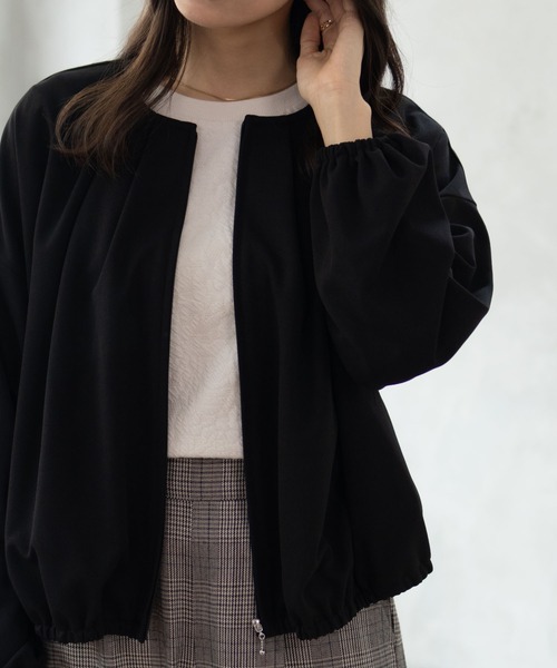 Howdy Marie（ハウディ―マリー）の「Howdy Marie 梨地ジップブルゾン（ブルゾン・レディース・ブラック/キャメル・フリー）」の4枚目の写真