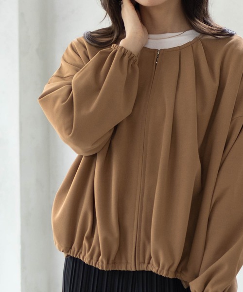 Howdy Marie（ハウディ―マリー）の「Howdy Marie 梨地ジップブルゾン（ブルゾン・レディース・ブラック/キャメル・フリー）」の11枚目の写真