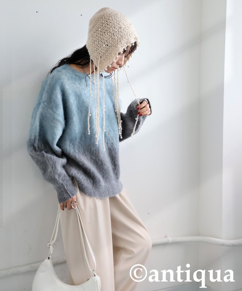 antiqua(アンティカ)の「パールニットハット(ニットキャップ/ビーニー・レディース・ブラック/ベージュ・FREE)」の10枚目の写真