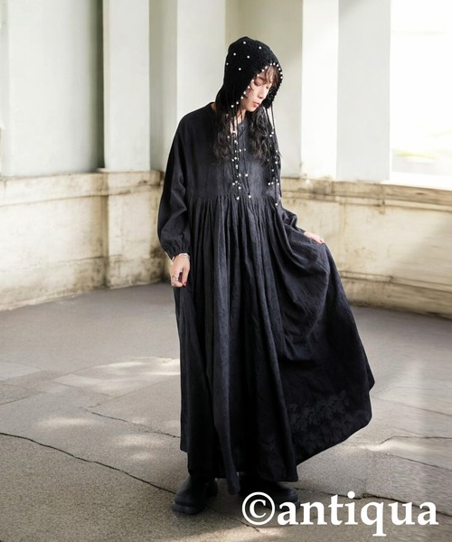 antiqua(アンティカ)の「パールニットハット(ニットキャップ/ビーニー・レディース・ブラック/ベージュ・FREE)」の6枚目の写真