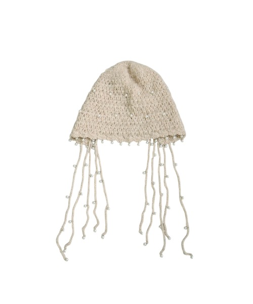 antiqua(アンティカ)の「パールニットハット(ニットキャップ/ビーニー・レディース・ブラック/ベージュ・FREE)」の14枚目の写真