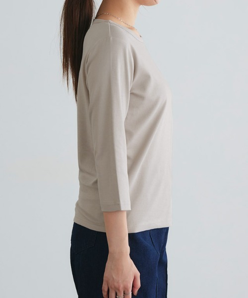 Pierrot（ピエロ）の「七分袖シンプルTシャツ（Tシャツ/カットソー・レディース・オフホワイト/チャコール/グレイッシュベージュ/ブラック・L/M/LL/S）」の21枚目の写真