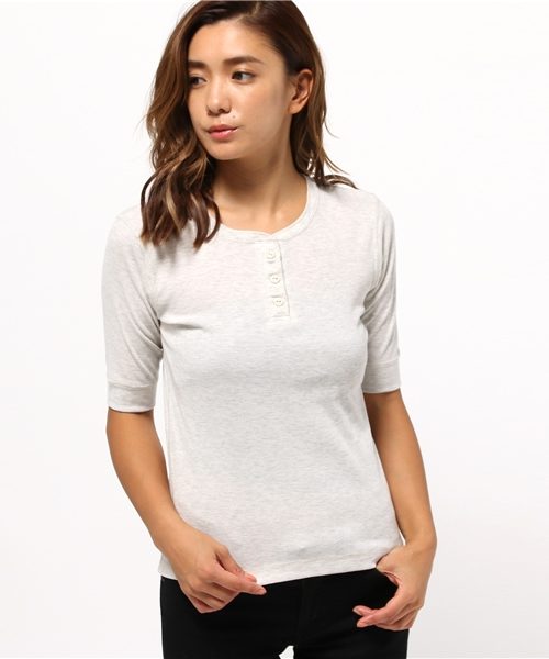 OUTLET(アウトレット)の「【who's who Chico】テレコヘンリーネックプルオーバー(Tシャツ/カットソー・レディース・ホワイト/オートミール/ブラック・FREE)」の3枚目の写真