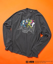 【BATMAN/バットマン】パウダーブリーチ加工 ビッグシルエットロンT ドロップショルダー オーバーサイズ ヴィンテージ加工