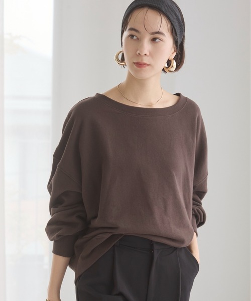 ANGIE(アンジー)の「【セットアップ対応】オフショルダー 裏毛 スウェット トップス(スウェット・レディース・杢グレー/アイボリー/ライトピンク/スミクロ/イエロー/ダークブラウン・FREE)」の21枚目の写真