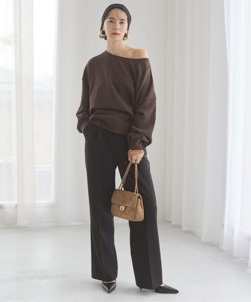 ANGIE（アンジー）の「【セットアップ対応】オフショルダー 裏毛 スウェット トップス（スウェット・レディース・杢グレー/アイボリー/ライトピンク/スミクロ/イエロー/ダークブラウン・FREE）」の20枚目の写真