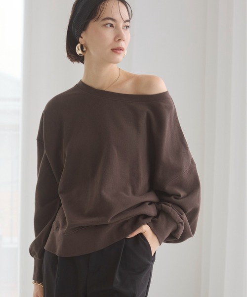 ANGIE（アンジー）の「【セットアップ対応】オフショルダー 裏毛 スウェット トップス（スウェット・レディース・杢グレー/アイボリー/ライトピンク/スミクロ/イエロー/ダークブラウン・FREE）」の22枚目の写真