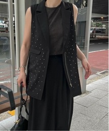 ベスト+ジレ willfully CAMBIO ベスト ジレ mcg3327- ライン編みクルーネックニット