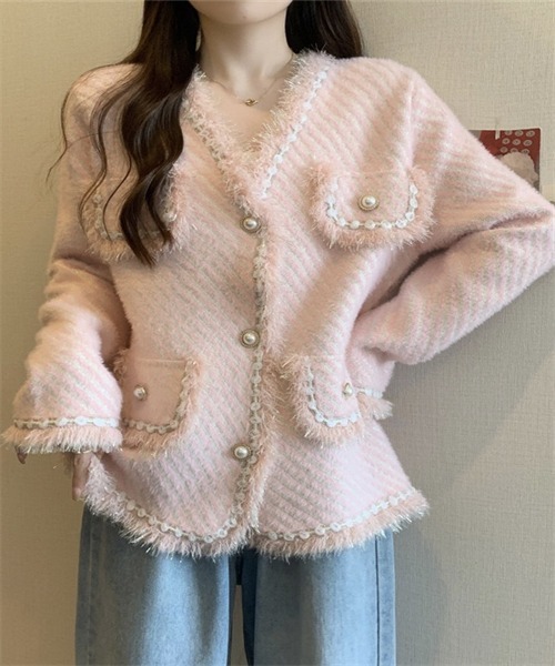Dream garden(ドリームガーデン)の「ミックスカラージャケット フリンジカラーニットカーデ(ノーカラーコート・レディース・ライトパープル/ライトグリーン/アイボリー/ピンク・FREE)」の22枚目の写真