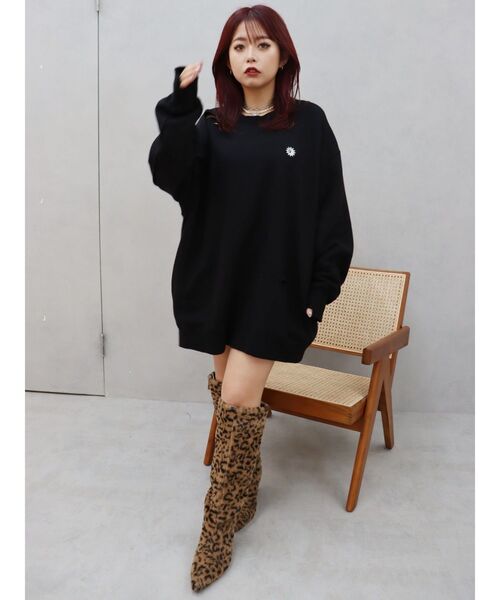 EVRIS（エヴリス）の「SUNNYダメージスウェットトップス（スウェット・レディース・イエロー/グレー/ブルー/ブラック・FREE）」の13枚目の写真