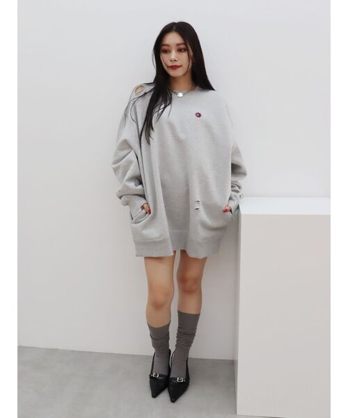 EVRIS（エヴリス）の「SUNNYダメージスウェットトップス（スウェット・レディース・イエロー/グレー/ブルー/ブラック・FREE）」の18枚目の写真