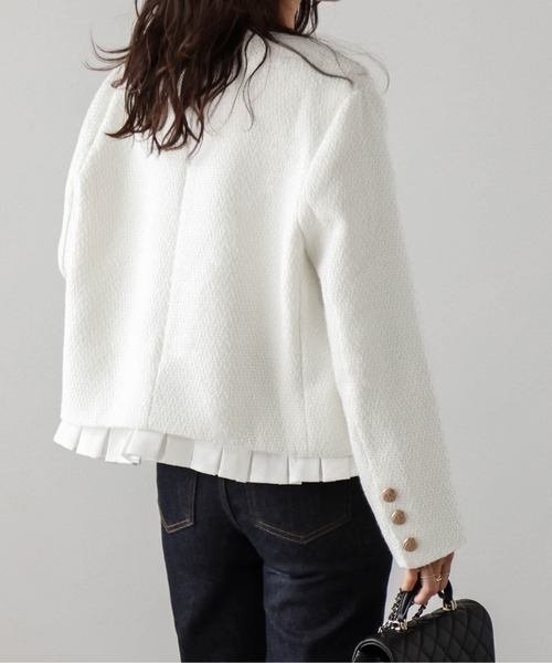 AMELY（エミリー）の「プリーツレイヤードノーカラーツイード