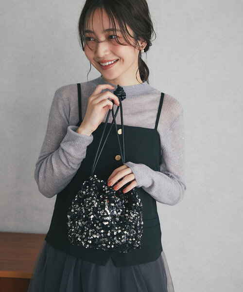 La boutique BonBon（ラブティックボンボン）の「スパンコールバッグ（ショルダーバッグ・レディース・シルバー/ブラック・FREE）」の4枚目の写真