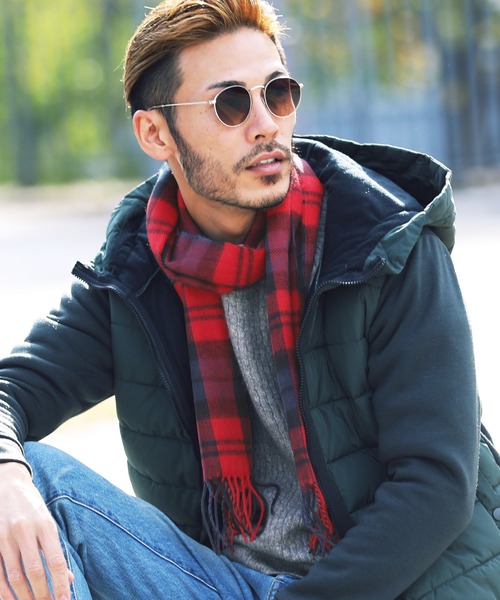 jiggys shop（ジギーズショップ）の「レギュラーチェックマフラー（マフラー・メンズ・ベージュ系その他/レッド系その他/グレー系その他2/ブルー系その他/ブラウン系その他/ブルー系その他2・FREE）」の6枚目の写真