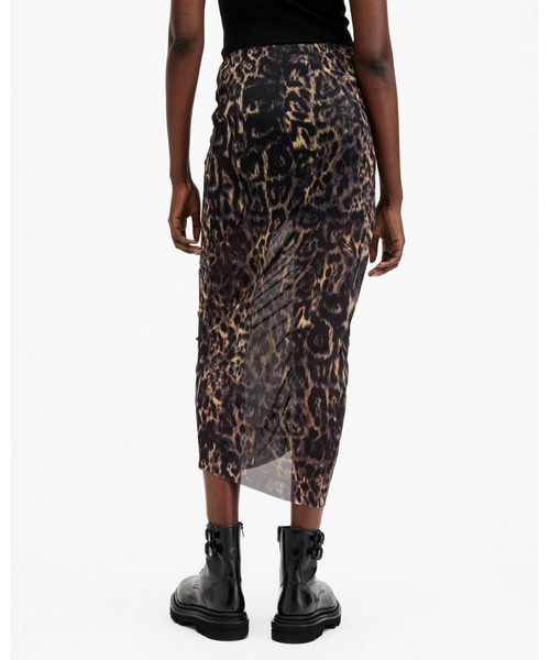 ALLSAINTS（オールセインツ）の「NORA LEOPARD PRINT MESH MIDI SKIRT | NORA レオパード プリント メッシュ ミディ スカート（スカート・レディース・ブラウン系その他・4/6/8）」の5枚目の写真