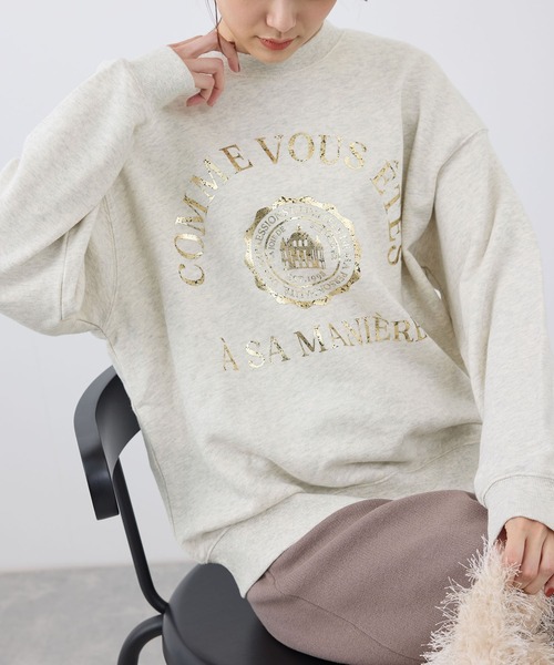 ROPE' PICNIC（ロペピクニック）の「かすれ箔カレッジロゴプリントスウェット（スウェット・レディース・ライトグレー/ネイビー/グレー系その他・38）」の2枚目の写真