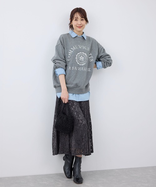 ROPE' PICNIC（ロペピクニック）の「かすれ箔カレッジロゴプリントスウェット（スウェット・レディース・ライトグレー/ネイビー/グレー系その他・38）」の6枚目の写真