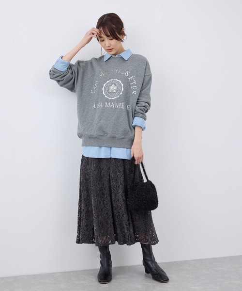 ROPE' PICNIC（ロペピクニック）の「かすれ箔カレッジロゴプリントスウェット（スウェット・レディース・ライトグレー/ネイビー/グレー系その他・38）」の7枚目の写真