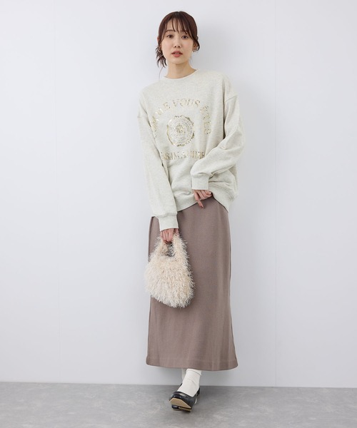 ROPE' PICNIC（ロペピクニック）の「かすれ箔カレッジロゴプリントスウェット（スウェット・レディース・ライトグレー/ネイビー/グレー系その他・38）」の11枚目の写真