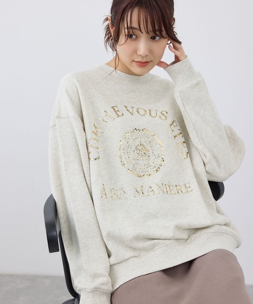 ROPE' PICNIC（ロペピクニック）の「かすれ箔カレッジロゴプリントスウェット（スウェット・レディース・ライトグレー/ネイビー/グレー系その他・38）」の12枚目の写真