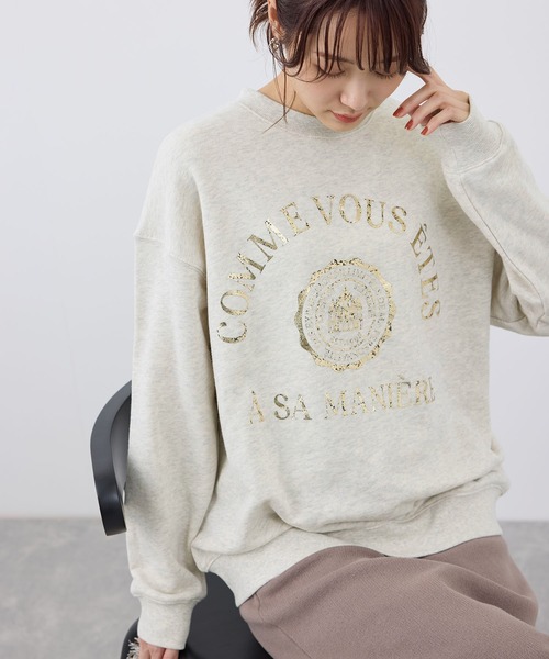 ROPE' PICNIC（ロペピクニック）の「かすれ箔カレッジロゴプリントスウェット（スウェット・レディース・ライトグレー/ネイビー/グレー系その他・38）」の13枚目の写真