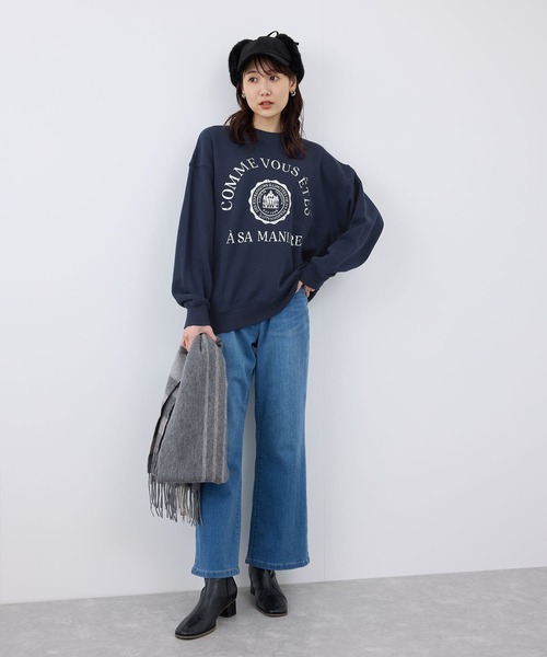 ROPE' PICNIC（ロペピクニック）の「かすれ箔カレッジロゴプリントスウェット（スウェット・レディース・ライトグレー/ネイビー/グレー系その他・38）」の14枚目の写真