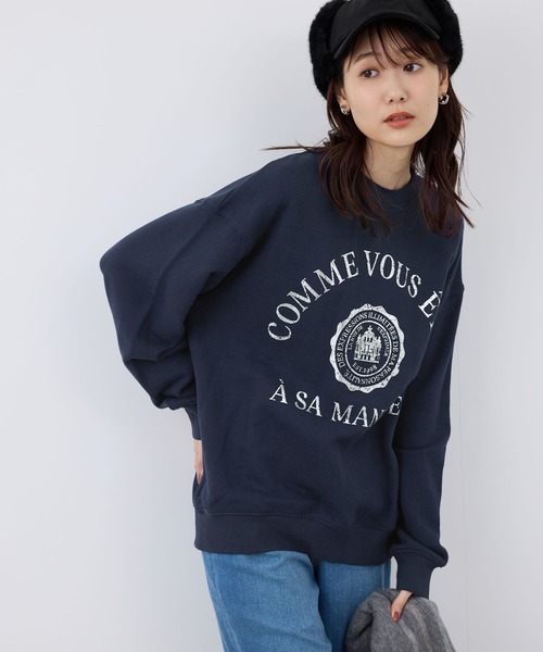 ROPE' PICNIC（ロペピクニック）の「かすれ箔カレッジロゴプリントスウェット（スウェット・レディース・ライトグレー/ネイビー/グレー系その他・38）」の15枚目の写真