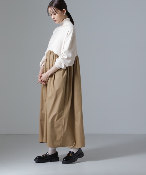 NANO universe(ナノユニバース)の「異素材コンビドッキングタートルワンピース(ワンピース・レディース・ベージュ/カーキ/ブラック・FREE)」の15枚目の写真