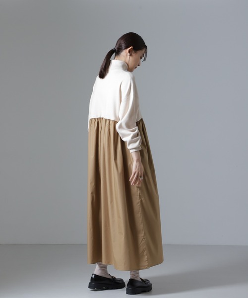 NANO universe(ナノユニバース)の「異素材コンビドッキングタートルワンピース(ワンピース・レディース・ベージュ/カーキ/ブラック・FREE)」の17枚目の写真