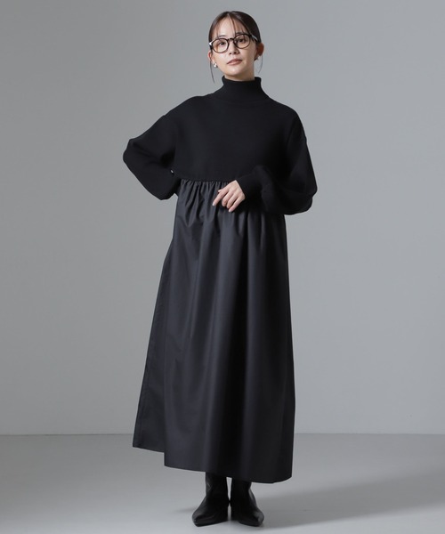 NANO universe(ナノユニバース)の「異素材コンビドッキングタートルワンピース(ワンピース・レディース・ベージュ/カーキ/ブラック・FREE)」の19枚目の写真