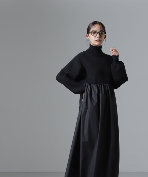 NANO universe(ナノユニバース)の「異素材コンビドッキングタートルワンピース(ワンピース・レディース・ベージュ/カーキ/ブラック・FREE)」の18枚目の写真