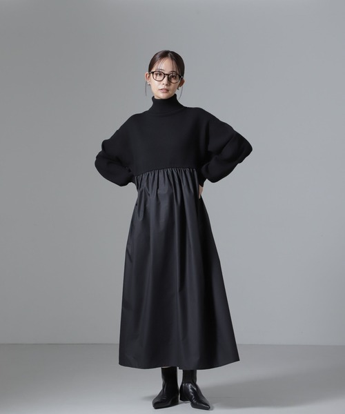 NANO universe(ナノユニバース)の「異素材コンビドッキングタートルワンピース(ワンピース・レディース・ベージュ/カーキ/ブラック・FREE)」の22枚目の写真