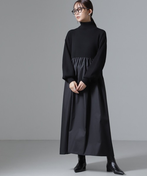 NANO universe(ナノユニバース)の「異素材コンビドッキングタートルワンピース(ワンピース・レディース・ベージュ/カーキ/ブラック・FREE)」の20枚目の写真