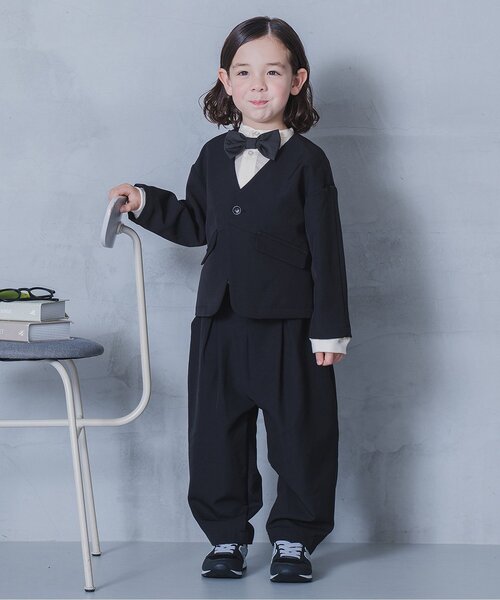 p.premier(ピードットプルミエ)の「【フォーマル対応/ジュニア対応】蝶ネクタイ付きバンドカラーシャツ(シャツ/ブラウス・キッズ・ブラック/オフホワイト・90/100/110/120/130/140/150/160)」の8枚目の写真